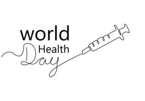 One continuous single line of injection for world health day vector