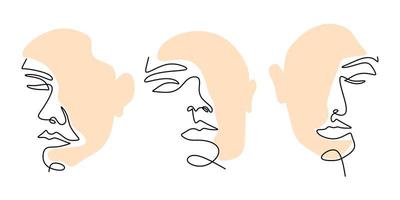 One continuous single line of abstract woman face on white background. vector