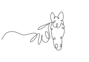 One continuous single line of cute unicorn on white background. vector