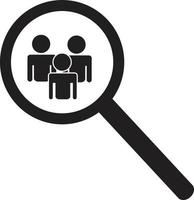 search people icon. magnifier glass searching people.