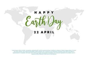 Earth day background banner poster with world map on white background. vector