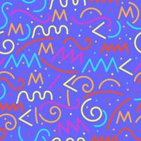 fun colorful line seamless pattern isolated on purple background. vector