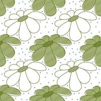 Seamless with green floral pattern. Hand drawn vector lines. Fabric pattern, wrapping paper. Decorative pattern.