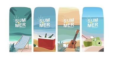 conjunto vectorial de plantillas de diseño de historias de medios sociales, fondos con espacio de copia para texto - paisaje de verano - fondo para pancarta, tarjeta de saludo, afiche y publicidad - concepto de vacaciones de verano vector