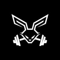 rabbit gym. a combined illustration of a rabbit logo with a barbell, depicting a gym company vector