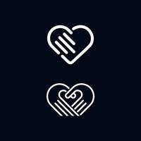 heart hand. a combination of hand and heart logo into one vector