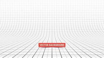 Studio backdrop with mesh. Curved perspective grid with major and minor lines. vector