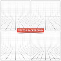 Set of studio backdrops with mesh. Curved perspective grid with major and minor lines. vector