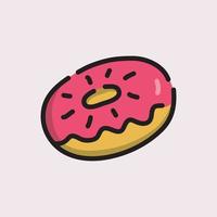 ilustración de vector de pastel de donut con estilo de dibujos animados y color alegre