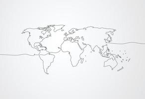 Continuous line drawing of global network connection. World map point and line composition concept of global business. Vector illustration