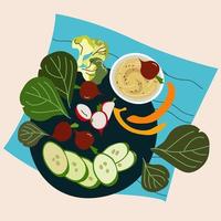 hummus vegetables, vector illustration.