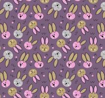 Seamless pattern  cute bunny rabbit in doodle style vector design