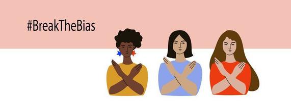 Break the bias, woman day. Flat vector illustration