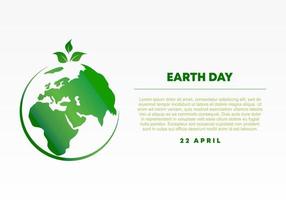 cartel de feliz día de la tierra con celebración del globo verde el 22 de abril vector