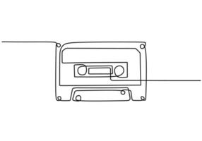 One continuous single line of cassette isolated on white background.