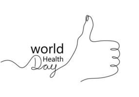 One continuous single line of thumbs up for world health day vector