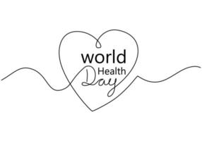 una sola línea continua de amor por el día mundial de la salud vector