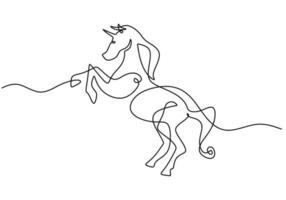 una sola línea continua de pie de caballo pegaso vector