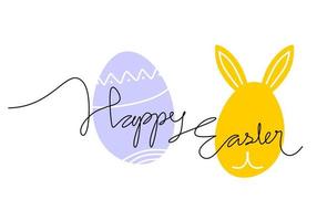 One continuous single line of two cute eggs for easter day vector