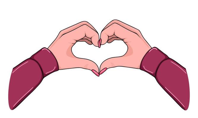Hands in shape heart. Illustration for printing, backgrounds, covers, packaging, greeting cards, posters, stickers, textile and seasonal design. Isolated on white background.