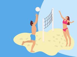 voleibol de playa. juego de pelota en la playa. vector