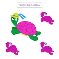 Find the right shadow for cartoon turtle. vector