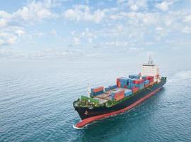 Aerial top view  Logistics and transportation of Container Cargo ship photo