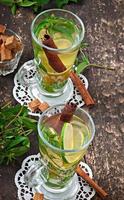 Moroccan tea with mint, lime and cinnamon photo
