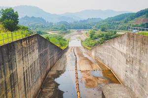 Drainage channels of large dams in dry season The water shortage. water resource management concept photo