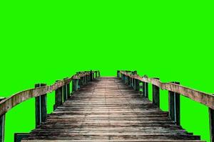 classic wooden bridge on colored background with clipping path photo