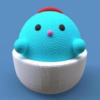 Blue plush toy isolated on blue photo