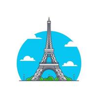 Paris eiffel tower flat illustration cartoon icon vector