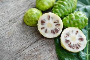 Indian Mulberry is used as a laxative to cure wasting disease and extract the color from it. can be a fabric dye by mixing various parts of salt can change to different colors as needed photo