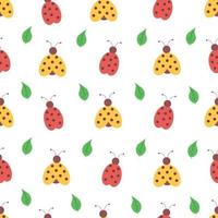 Ladybugs seamless pattern. Illustration for printing, backgrounds, covers, packaging, greeting cards, posters, stickers, textile and seasonal design. Isolated on white background. vector