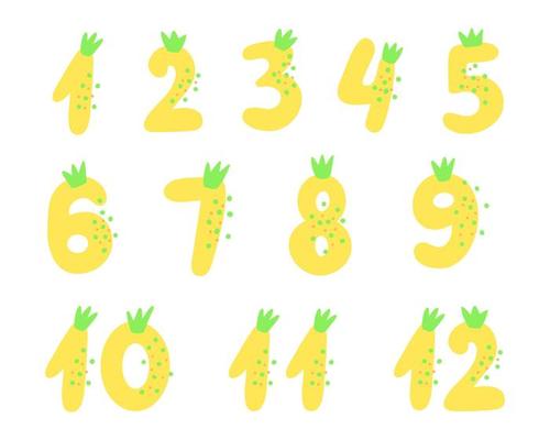 Numbers for kids. Set of funny cartoon numbers. Illustration for printing, backgrounds, packaging, greeting cards, posters, stickers, textile and seasonal design. Isolated on white background.
