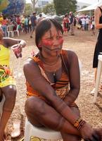 Brasilia, DF, Brazil-April 13, 2022 Indigenous Indains from all over Brazil, gather in Brasilia, for the annual Free Land Encampment or Acampamento Terra Livre. photo