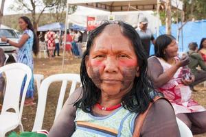 Brasilia, DF, Brazil-April 13, 2022 Indigenous Indains from all over Brazil, gather in Brasilia, for the annual Free Land Encampment or Acampamento Terra Livre. photo