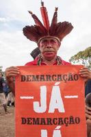 Brasilia, DF, Brazil-April 13, 2022 Indigenous Indains from all over Brazil, gather in Brasilia, for the annual Free Land Encampment or Acampamento Terra Livre. photo