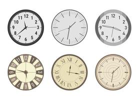 conjunto de relojes modernos y antiguos. iconos de ilustración de vector aislado. relojes planos de oficina y hogar.