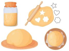 Fresh dough set. Dough for baking, pizza, cookie, biscuit, bread. vector