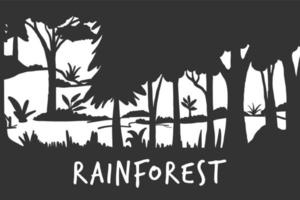 rainforest silhouette, tropical forest vector illustration