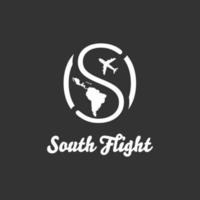 diseño de logotipo de vuelo de avión a sudamérica vector