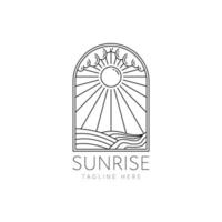 sunrise badge logo monoline style design vector illustration