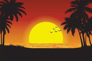 sunset view on the beach vector