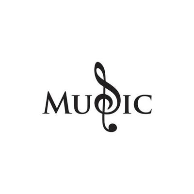 Simple Music logo isolated on white background. reverse g key musical notes