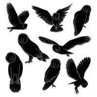 hand drawn silhouette of owl vector