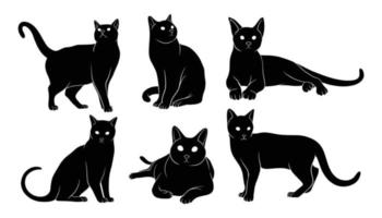 hand drawn silhouette of cats vector