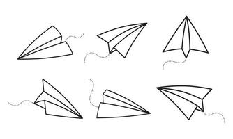 conjunto de ilustración de avión de papel dibujado a mano vector