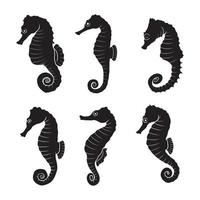 hand drawn silhouette of sea horse vector