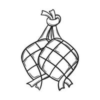 traditional ketupat hand drawn doodle illustration vector